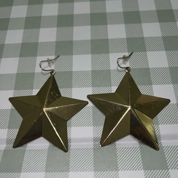 Shimmering Gold Star Earrings - Picture 2 of 5